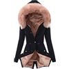 Generic Cappotti imbottiti invernali da donna in pile spesso foderato in pile parka con finiture in pelliccia sintetica giacca lunga con cappuccio antivento caldo slim fit zip plus size trench coat con tasca