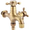 ROSEBEAR Rubinetto Doppio da Giardino in Ottone Antico G1/2 pollice Vintage Rubinetto Montaggio a Parete, Classico Retrò Rubinetto per Piscina mocio, Lavatrice, Bagno, Rubinetto per Esterni, Acqua Fredda