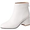 SJJH Stivaletti da donna alla moda con tacco medio e cerniera posteriore, bianco, 40 EU