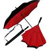 iX-brella Ombrello rovesciato con apertura automatica, Nero/rosso scuro., 104 cm, Ombrello invertito