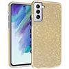 N NEWTOP 3in1 Cover Compatibile con Samsung Galaxy S21 FE, Custodia Case GLITTER Brillantini Paper Interno Bling TPU + PC Flessibile Morbida Case Posteriore Lucida Protezione Fotocamera (Oro)