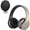 PowerLocus Cuffie Bluetooth Senza Fili Over-Ear Cuffie Stereo Pieghevoli Auricolari, Wireless Cuffie Riduzione del Rumore con Microfono per iPhone, Samsung, LG, iPad, PC, iPod - Oro