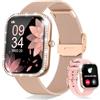 Fitnynxos Smartwatch Donna con Chiamata, 1,75 HD Orologio Smart Watch con 130+ Sport, Cardiofrequenzimetro, SpO2, Sonno, Ciclo Mestruale, Fitness Activity Tracker IP68 Android/iOS Oro, Regalo Donna