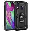 yanzi Compatibile con SamSung Galaxy A40 Telefono Cover(2019)+3D Vetro Temperato[Militare-Antiurto]-[Supporto] TPU Bumper Robusta Silicone Protezione Custodia per Galaxy A40-Nero
