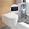 Villeroy & Boch Embrace WC sospeso, SET completo, con elemento incasso e placca di azionamento ViConnect 300S, 5C24R0R1+922169AN#SET, Embrace bianco [WC > WC con Elementi Incasso]