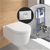 Villeroy & Boch Embrace WC sospeso, SET completo, con elemento incasso e placca di azionamento ViConnect 100S, 5C24R0R1+92248569#SET, Embrace bianco [WC > WC con Elementi Incasso]