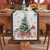 meioro Runner da Tavolo di Natale per la Decorazione della Casa, Fiocco di Neve Babbo Natale Poliestere, Rosso Xams copertura del Tavolo, Stagionale Decorazione della(Albero di Natale, 30x120 cm)