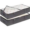 Lifewit Contenitori Portaoggetti Confezione da 2, Scatole Sottoletto per Coperte Grande Capacità con Maniglia Rinforzata, Organizer per Piumoni, Lenzuola, Vestiti per Camera da Letto, Armadio, Grigio