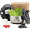 Navaris Centrifuga per Insalata con Coperchio - Gira Insalata in Acciaio Inox - Asciuga Insalata - Lavaggio Asciugatura e Rotazione Facili - con Dischi per Grattugiare e Tagliare