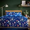 Olivia Rocco Set di biancheria da letto con copripiumino in flanella super morbida, con federe, lussuoso, colorato, con stampa a quadri, motivo reversibile per un sonno confortevole, colore: blu