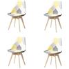 HJhomeheart Set di 4 Sedie da Pranzo in Tessuto Patchwork con Cuscino del Sedile e Gambe in Legno Massello per Sala da Pranzo, Soggiorno, Cucina, ecc. (Giallo Patchwork)