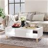 IKAYAA Tavolini Salotto, Tavolino Soggiorno, Tavolini da Salotto, Tavolino Salotto Moderno, Tavolino Salotto Bianco Lucido 103,5x60x35 cm Legno Multistrato