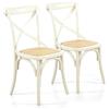 CASAMATA STYLING & DESIGN Casamata - Set 2 Sedie Sala Da Pranzo Shabby Chic In Legno Di Olmo, Sedie Cucina Cross Con Seduta In Rattan Naturale, Sedie Vintage, Sedie In Legno Colorate, Sedia Design 43x49x89 Cm (Avorio)