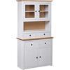 vidaXL Legno Massello di Pino Panama Range Credenza con Scomparto Cassetti Ante Vetro Armadio Basso Madia Mobiletto 93x40,5x180 cm Bianco