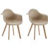 HJhomeheart Set di 2 Sedie da Pranzo con Braccioli, Design Moderno, Gambe in Legno di Faggio, Sedie da Cucina Scandinave (Beige)