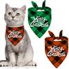 AYMQC Bandana per Cani Sciarpa a Quadri Classica di Natale Bavaglini a Triangolare per Animali di Piccola Taglia Media 2 Pezzi (Rosso e Verde)