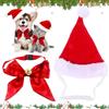 Zkaoai Costume Natalizio per Gatti Cani, 2 Pezzi Costume di Natale per Animali Domestici, Cappello da Babbo Natale e Papillon Regolabile per Cane Gatto, Rosso Regalo per Piccola e Medio Gatto Cane