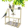 RoseFlower Supporto per Uccelli in Legno, Parco Giochi/Palestra/Set di Giocattoli, Trespolo per Pappagalli, Supporto per Pappagallo Portatile da Tavolo, con Posatoi, Tazza di Alimentazione, Vassoio#7