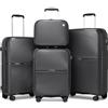British traveller Set di 4 valigie leggere in polipropilene rigido, alla moda, da viaggio, bagaglio a mano da cabina, serratura TSA con 4 ruote girevoli da 35,6 cm, 50,8 cm, 61 cm, 71,1 cm, Nero, Set