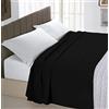 Italian Bed Linen Max Color Lenzuolo Sopra Tinta Unita, 100% Cotone, A Una Piazza e Mezza, Nero, 180 x 300 cm