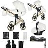 Junama Passeggino TRIO Diamond Fluo Individual 2in1 3in1 4in1 (17 - bianco e oro, 4in1 con base ISOFIX)