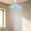 JUNSHENG Soffione Doccia da 12 Pollici, Doccia a Pioggia Quadrata in Acciaio Inossidabile con LED (Placcato), 30x30 CM