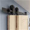 ETIASQSA 5FT/152CM Binario per Porta Scorrevole Kit per Coincide Doppia Porta Barn Bypass Sistema Nero Forma T