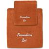 Cieffepi Home Collections Set Bagno (Asciugamano Viso + Ospite) GOLD Personalizzabile in mordiba spugna di puro cotone (Arancione)
