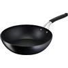 Lagostina Tempra, Wok 28 cm, Rivestimento Titanium Antiaderente Antigraffio e Fondo in Acciaio Inox Indeformabile, Manico Rivettato Acciaio e Silicone, per Tutte le Fonti di Calore Inclusa Induzione