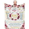 Teslite Regali 100 anni donna, 100° compleanno festa forniture Older Wo, Best Decor 152 x 203 cm coperta idee regalo donna che gira mamma nonna, - bianco