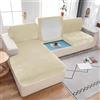Hiseng Copriseduta Divano Elasticizzato in Velluto Super Morbido Coprisedile Divano Antiscivolo Fodera per Cuscino Universale con Banda Elastica Coperture per Mobili (Beige,2 Posti)