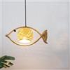 ENTHERONIC Lampadario creativo in rattan Lampadario a forma di pesce Lampada a sospensione giapponese Lampada a sospensione vintage fresca Spago Intrecciato a mano Apparecchio di illuminazione a soffi