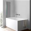 Fiqops Parete doccia per vasca da bagno, 100 x 140 cm, 2 pezzi, pieghevole, con vetro di sicurezza ESG da 6 mm, per vasca da bagno (argento trasparente), in vetro con vasca da bagno