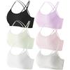 FEOYA Confezione da 6 reggiseni sportivi per bambini e ragazze, morbidi e fissi, imbottiti, traspiranti, comodi, in cotone, per 8-14 anni, Nero/Grigio/Rosa/Bianco/Viola/Verde, 12- 14 anni