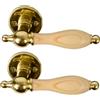 HOME It® Maniglia per Porta in Ottone con Impugnatura Naturale - Rosette, Placchetta per Chiave e Viti Incluse - Design Danese Elegante e Solido per Porte Interne (30-45 mm)