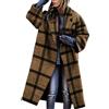 Generic Giacca oversize da donna in misto lana invernale calda accogliente a maniche lunghe scozzese giacca da donna fidanzato flanella casual button down risvolto camicia a quadri giacca cappotti con tasche,