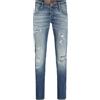 JACK & JONES Jeans Glenn Slim Fit, Vita Bassa e Patta con Bottoni, Lavaggio con Effetto Invecchiato con rammendi. Blu Blu Denim 36W / 32L