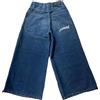 ORANDESIGNE Y2K Jeans Uomo Larghi Pantaloni Cargo Men's Jeans Hip Hop Pantaloni Larghi Denim Pantaloni Pantaloni a Gamba Larga Streetwear U Blu XS