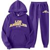 Générique Tuta da Jogging Uomo Lettera Stampata Felpe Con Cappuccio Manica Lunga Pantaloni Leggero Tuta Autunno-Inverno Nuovi Arrivi Sportwear Ragazzo, viola., S