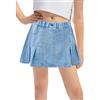 FEOYA Ragazza Gonna di Jeans Bambino Gonna A-Line Mini Denim Gonna Corta Pieghettato Gonna Corta A Vita Alta Casual 120-170, blu, 10-11 Anni
