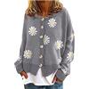 Generico A Tempo Vestito Donna Elegante Donne Cardigans Cropped O Collo Daisy Sleeve Top Sweater Stampa Long Coat Women's Sconti