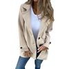 ThiCc Cappotto corto da donna in misto lana con risvolto invernale con bottoni in lana giacca giacca casual trench corto senza tasca, 11, S