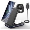 JoyGeek Caricatore a induzione per Samsung S25/S24/S23/S22/S21/ZFlip/Fold, caricatore wireless para Galaxy Watch Ultra/8/7/6/5, Wireless Charger Para Galaxy Buds-Nero