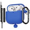 AOTUAO Custodia Compatibile con AirPods 4a Generazione Case Cover con Kit di Pulizia, Case Protettiva Antiurto in Silicone per AirPods 4 2024 Custodia con Moschettone, Blu