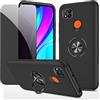 Dechyi Privacy cover per Xiaomi Redmi 9C /9C NFC Custodia con Privacy Anti Spy in vetro temperato con custodia protettiva ad anello- Nero