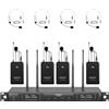 Phenyx Pro Sistema microfono wireless UHF a 4 canali con 4 bodypack, archetto/microfoni da bavero, 4x40 frequenze, scansione automatica, copertura di 328 piedi, per canto, DJ, chiesa (PTU-7000-4B)