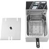 Jolre Friggitrice professionale in acciaio inox da 6 l, friggitrice ad olio, friggitrice olio, temperatura regolabile, serbatoio dell'olio rimovibile, con coperchio in acciaio inox, 2500 W.