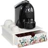 Lupia - Contenitore Cassetto Porta Capsule e Cialde caffè Cassetto ORGANIZER White BANANA LEAVES GREY 33x33 cm in legno per casa, cucina, angolo bar ufficio, multiuso