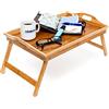 Relaxdays Vassoio da Letto, in bambù, con Gambe Pieghevoli, HxLxP: 25x52x33 cm, Tavolino Colazione, Color Naturale, Legno, 33x52x25 cm