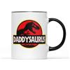 SMARTYPANTS Daddysaurus,Tazza per tè, caffè, caffeina, T-Rex, dinosauro, papà, cinema, spettacoli, parco, logo, fossili, osso, clone, ambra, paleontologia, retrò, anni '90, regalo (manico nero prime)